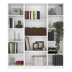 FMFURNITURE - Set 2 Estantes 45Cm + Estante 4 Repisas Fm-019B Blanco