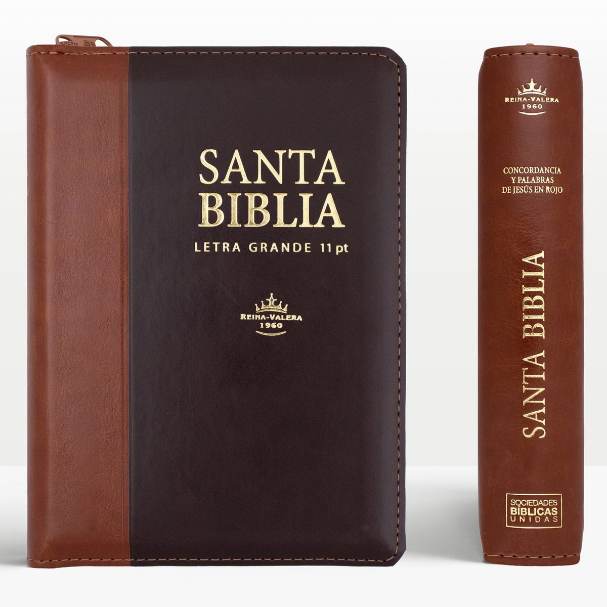 SOCIEDADES BIBLICAS UNIDAS - Biblia Letra Grande 11 puntos tamaño compacto duotono marrón cierre