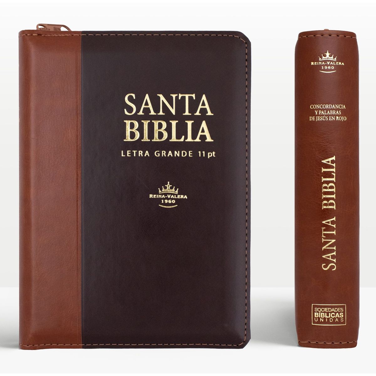 SOCIEDADES BIBLICAS UNIDAS - Biblia Letra Grande 11 puntos tamaño compacto duotono marrón cierre