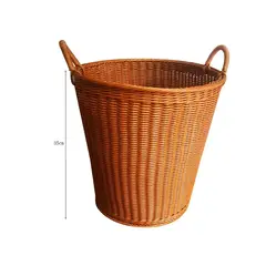 GENERICO - Canasto De Plastico Apariencia Mimbre Con Asas 35X35X26CM