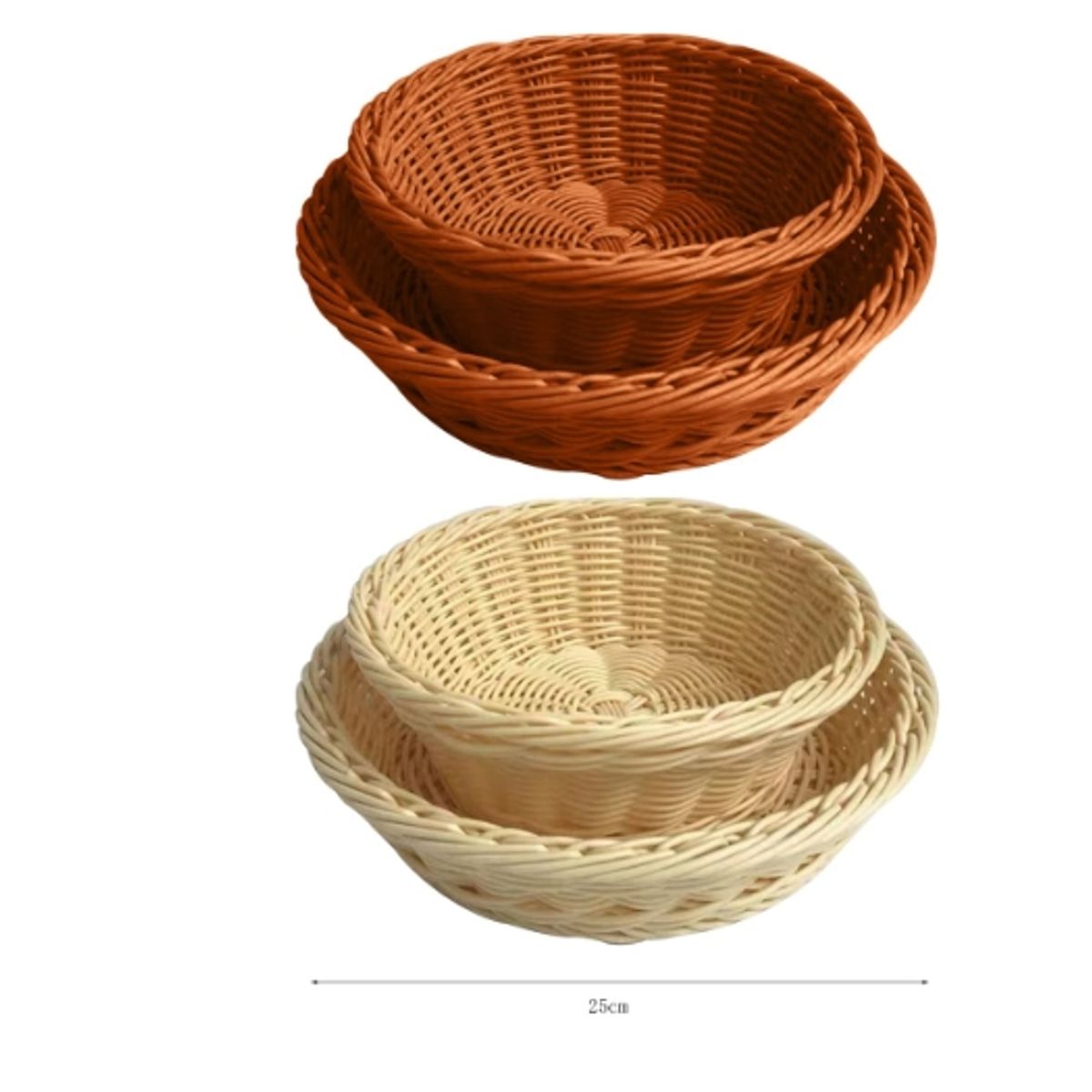 GENERICO - Canasto De Plastico Apariencia Mimbre 25CM.