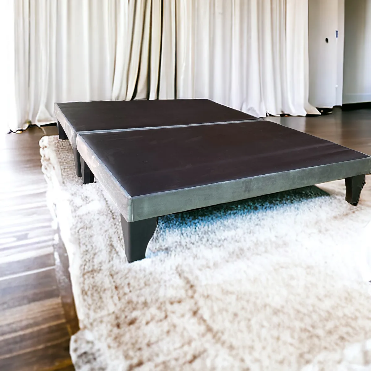 GENERICO - Base de Cama Europea King Dividida Felpa Gris