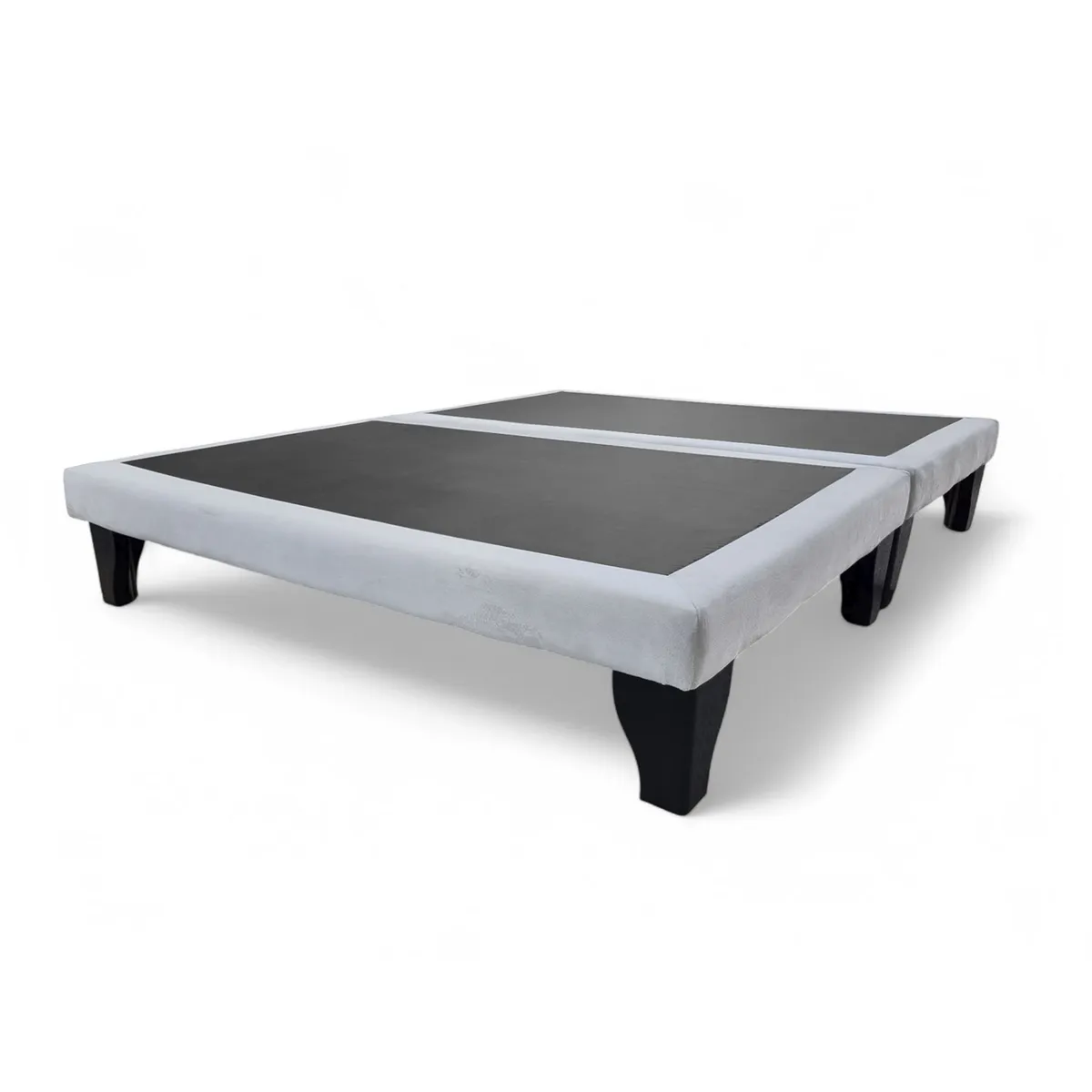 MBC - Base de Cama Europea 2 Plazas Felpa Gris