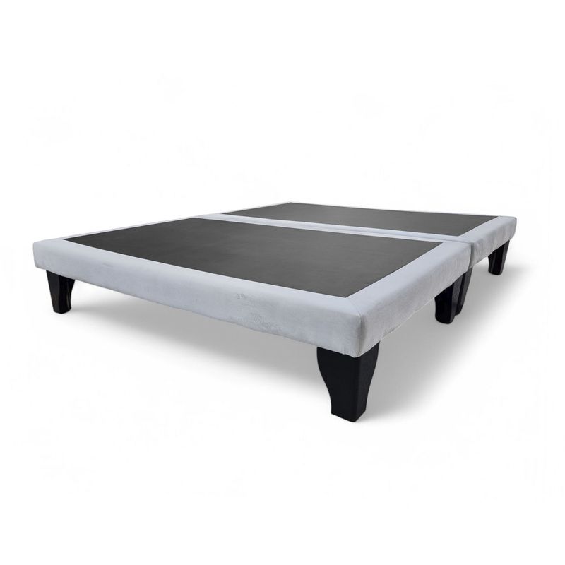 GENERICO - Base de Cama Europea 2 Plazas Felpa Gris