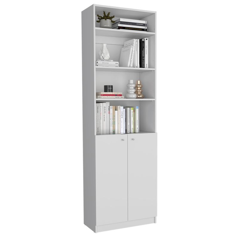 FMFURNITURE - Set Estante 2 Puertas + Complemento - Blanco