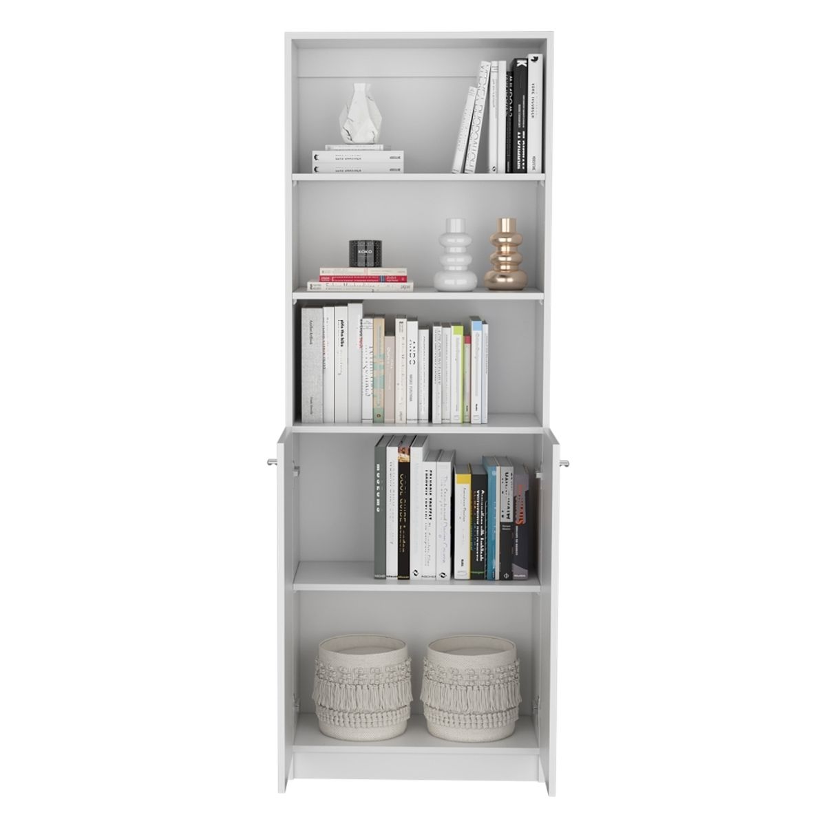 FMFURNITURE - Set Estante 2 Puertas + Complemento - Blanco