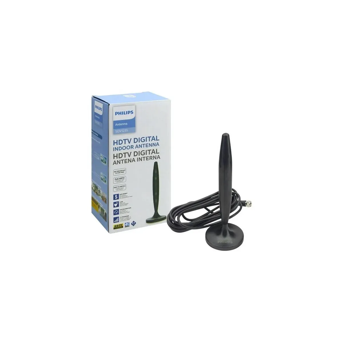 PHILIPS - Antena De TV HDTV 180 Grados Philips SDV1230