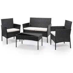SPACE HOME - Juego terraza woven living de rattan negro