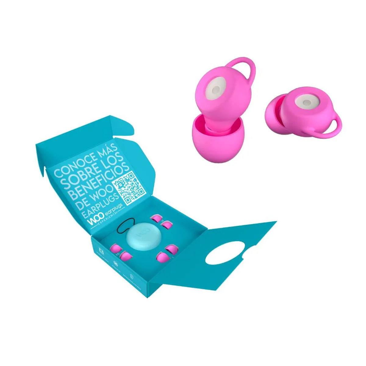 WOO EARPLUGS - Woo Earplugs Experience+ Plus - Tapones Auditivos 27db - Rosa