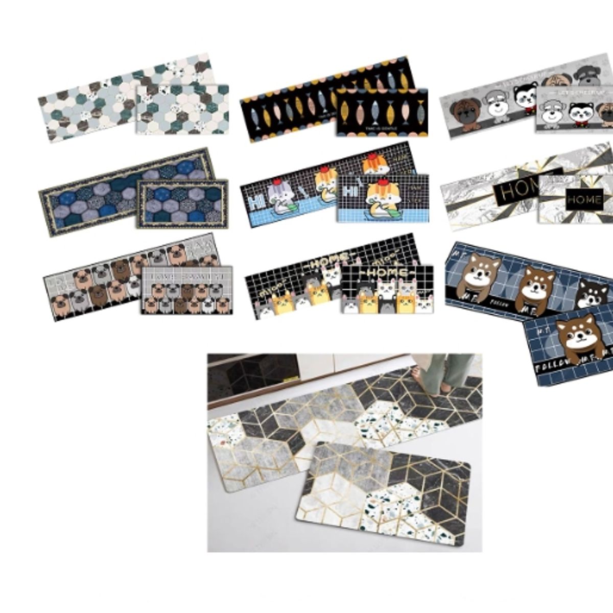 GENERICO - Limpiapies Con Diseños Surtido 2 Piezas 50X80CM  50X150CM