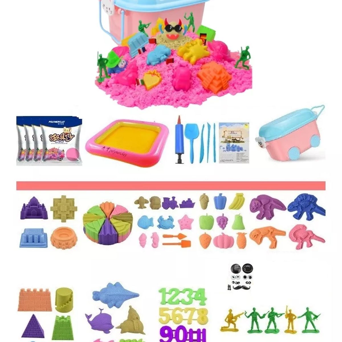 ZG STORE - Set Juego 2 kg Arena Mágica 111 Piezas + Bandeja Inflable