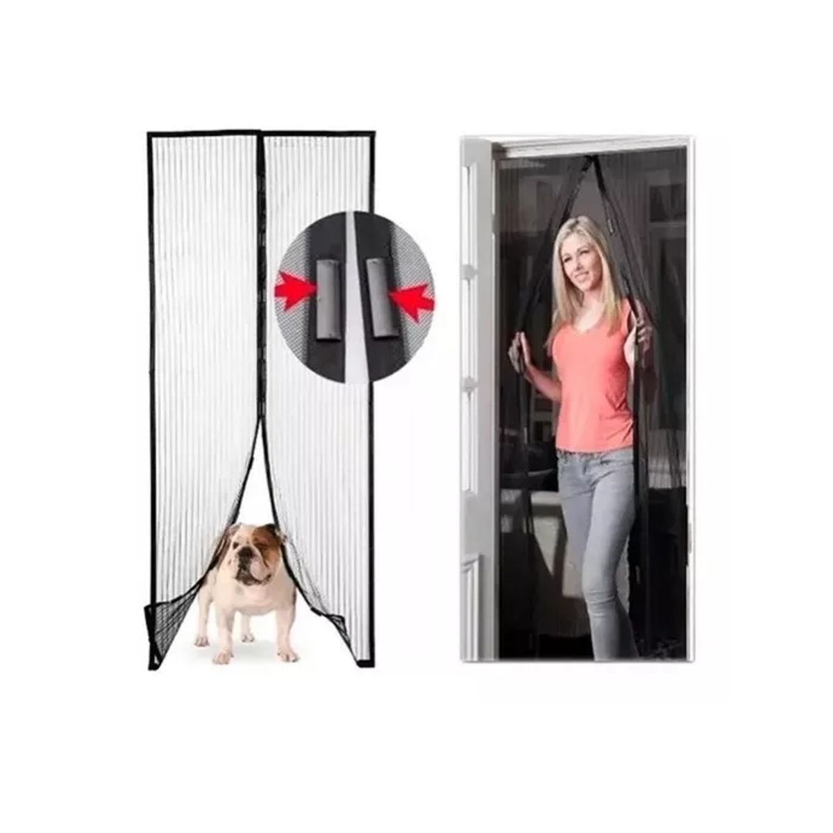 CARIBEE - Pack 2 Cortina Mosquitera Cierre Imánes Puertas Ventanales