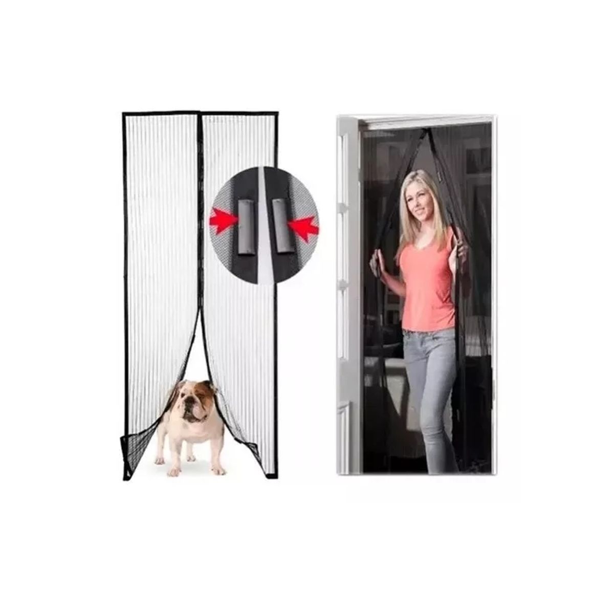 CARIBEE - Pack 2 Cortina Mosquitera Cierre Imánes Puertas Ventanales