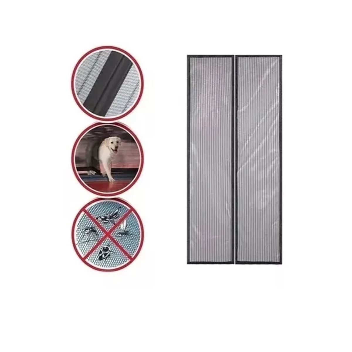 CARIBEE - Pack 2 Cortina Mosquitera Cierre Imánes Puertas Ventanales