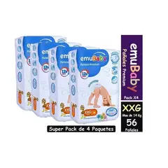 EMUBABY - Premium Talla XXG x 4 paquetes 56 pañales