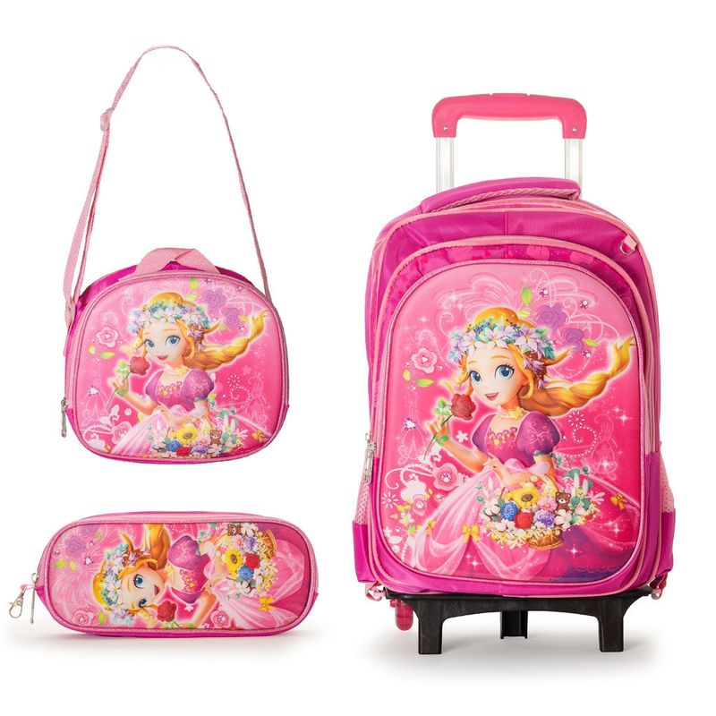 FROM MEIGGS - Tri pack Mochila Escolar con ruedas  Estuche  Lonchera Unicornio