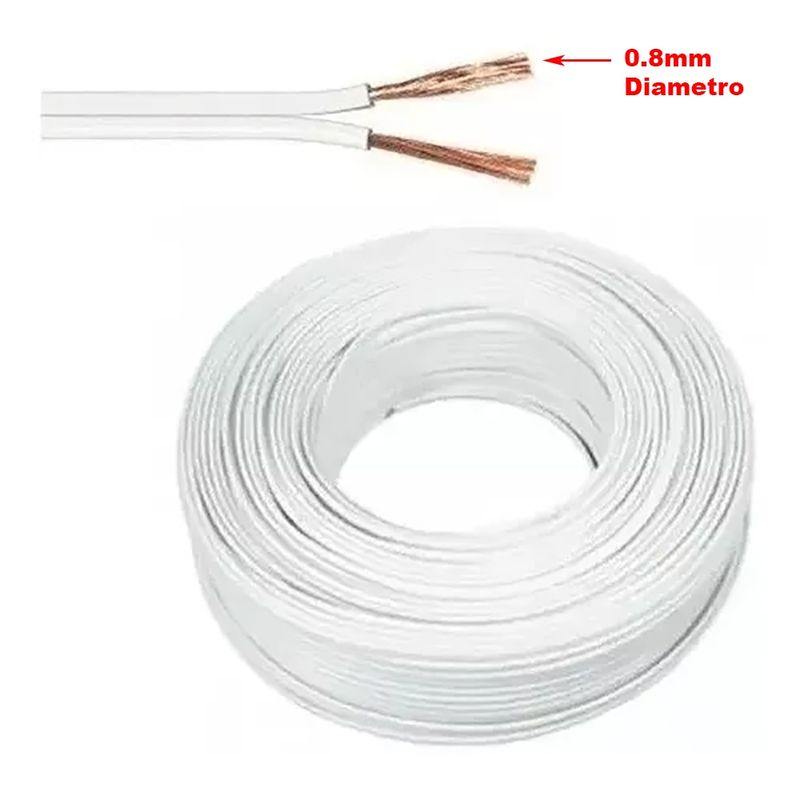 GENERICO - Cable Paralelo Blanco 2 x 1 Diazmtro Cobre Aleación Cca (100 Metros)