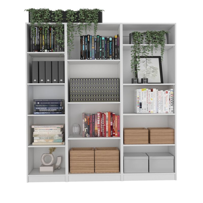 FMFURNITURE - Set 2 Estantes + Estante 4 Repisas Fm-007B Blanco
