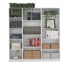 FMFURNITURE - Set 2 Estantes + Estante 4 Repisas Fm-007B Blanco