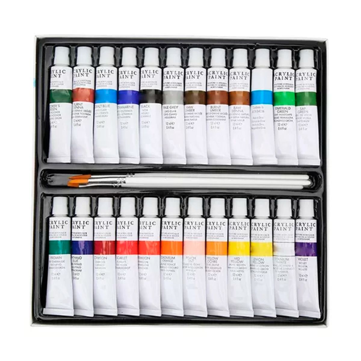 GENERICO - Juego De Pintura Acrilicas 24 Colores Tubos De 12ml