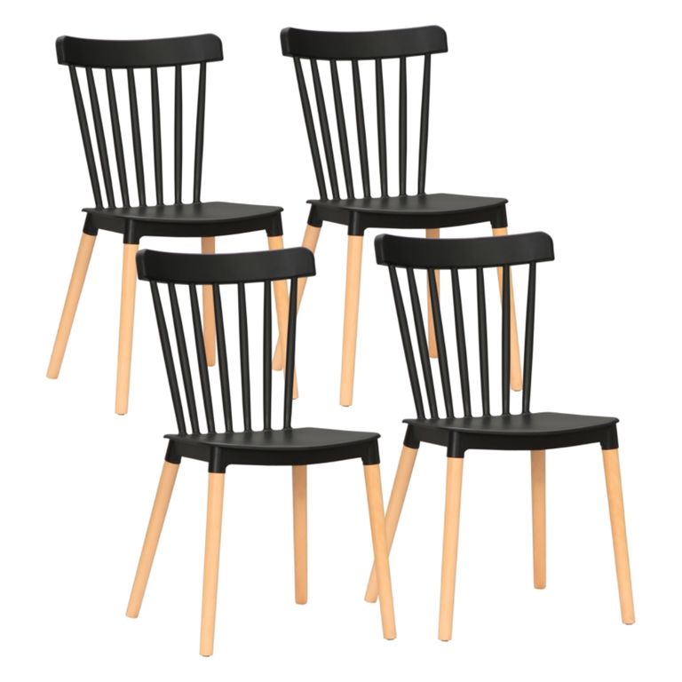 Pack 4 Sillas Windsor Negras - Diseno Clasico & Comodo Negro PACK4WINDSORNEGRO