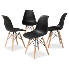 PANDALINO - Pack 4 Sillas Eames Negras - Ideal Hogar y Oficina
