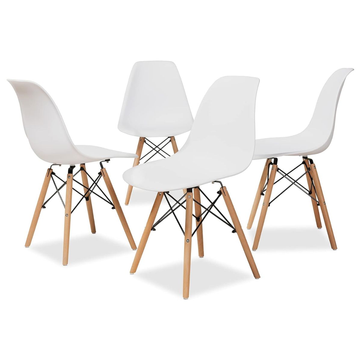 PANDALINO - Pack 4 Sillas Eames Blancas - Ideal Hogar y Oficina