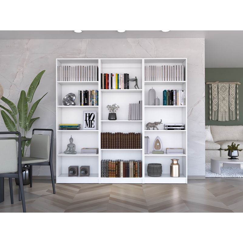 FMFURNITURE - Set 2 Estantes 5 Repisas + Estante 4 Repisas Fm-016B Blanco