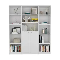 FMFURNITURE - Set 2 Estantes 45Cm + Estante 2 Puertas Fm-017B Blanco