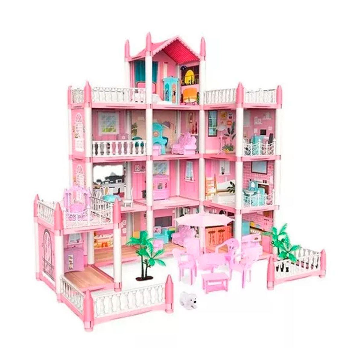 GENERICO - Casa De Muñecas Con Muebles Juguete Color Rosa