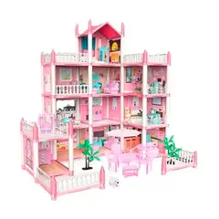 GENERICO - Casa De Muñecas Con Muebles Juguete Color Rosa