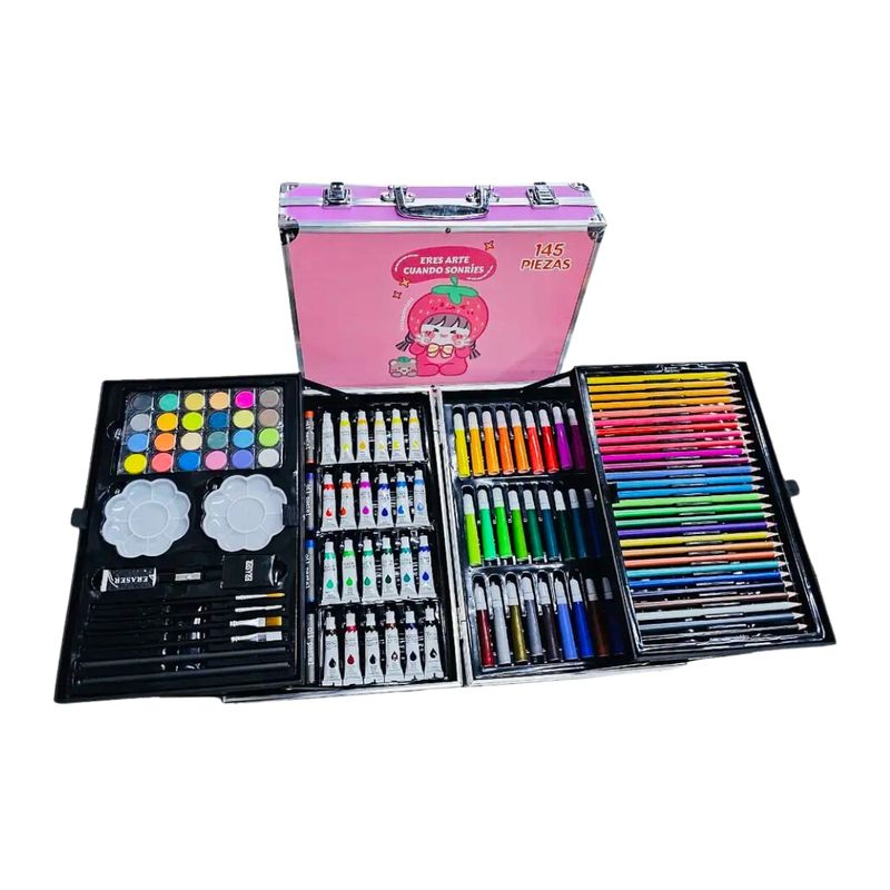 GENERICO - Maleta De Metal 145 Pcs Lapices Y Pinturas Escolar Niños