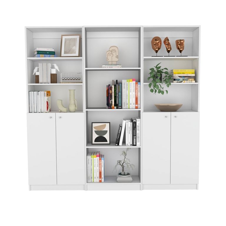 Set 2 Estantes 2 Puertas + Estante 4 Repisas Fm-020B Blanco