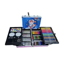 GENERICO - Maleta De Metal Celeste 145 Pcs Lapiz Pinturas Escolar Niños