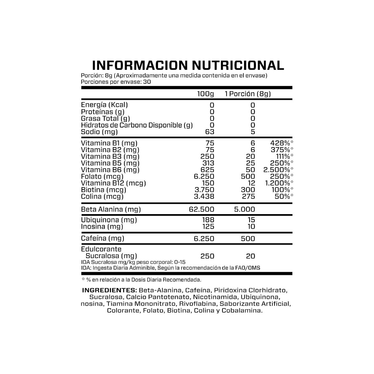 BRIAHLABS - Pre-entreno 240gr 30 Servicios - Briahlabs