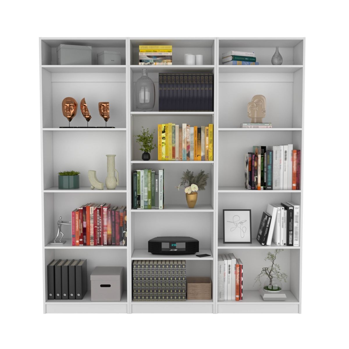 FMFURNITURE - Set 2 Estantes 4 R + Estante 5 R +3 Complementos Fm-027B Blanco