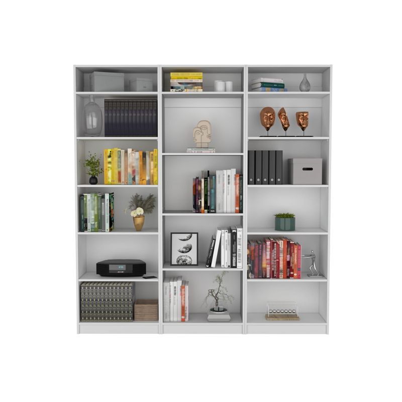 FMFURNITURE - Set 2 Estantes 5 Repisas +Estante 4 Repsias +3 Complmento - Blanco