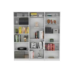 FMFURNITURE - Set 2 Estantes 5 Repisas +Estante 4 Repsias +3 Complmento - Blanco