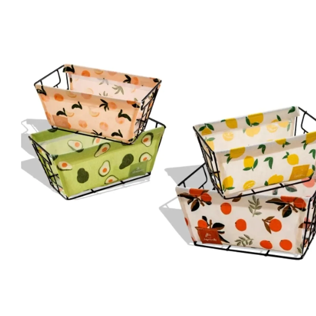 GENERICO - Canasto Organizador Con Fierro Con Estampado 25X15X12CM