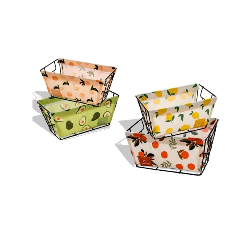 GENERICO - Canasto Organizador Con Fierro Con Estampado 25X15X12CM
