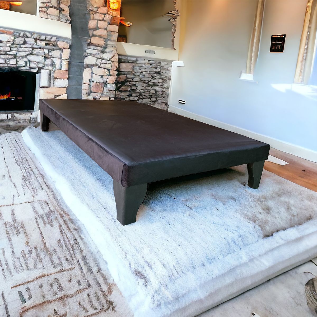 MBC - Base de Cama Europea 1.5 Plazas Felpa Negro