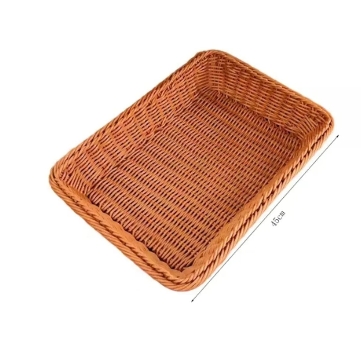 GENERICO - Canasto De Plastico Apariencia Mimbre Rectangular 45X35X8CM