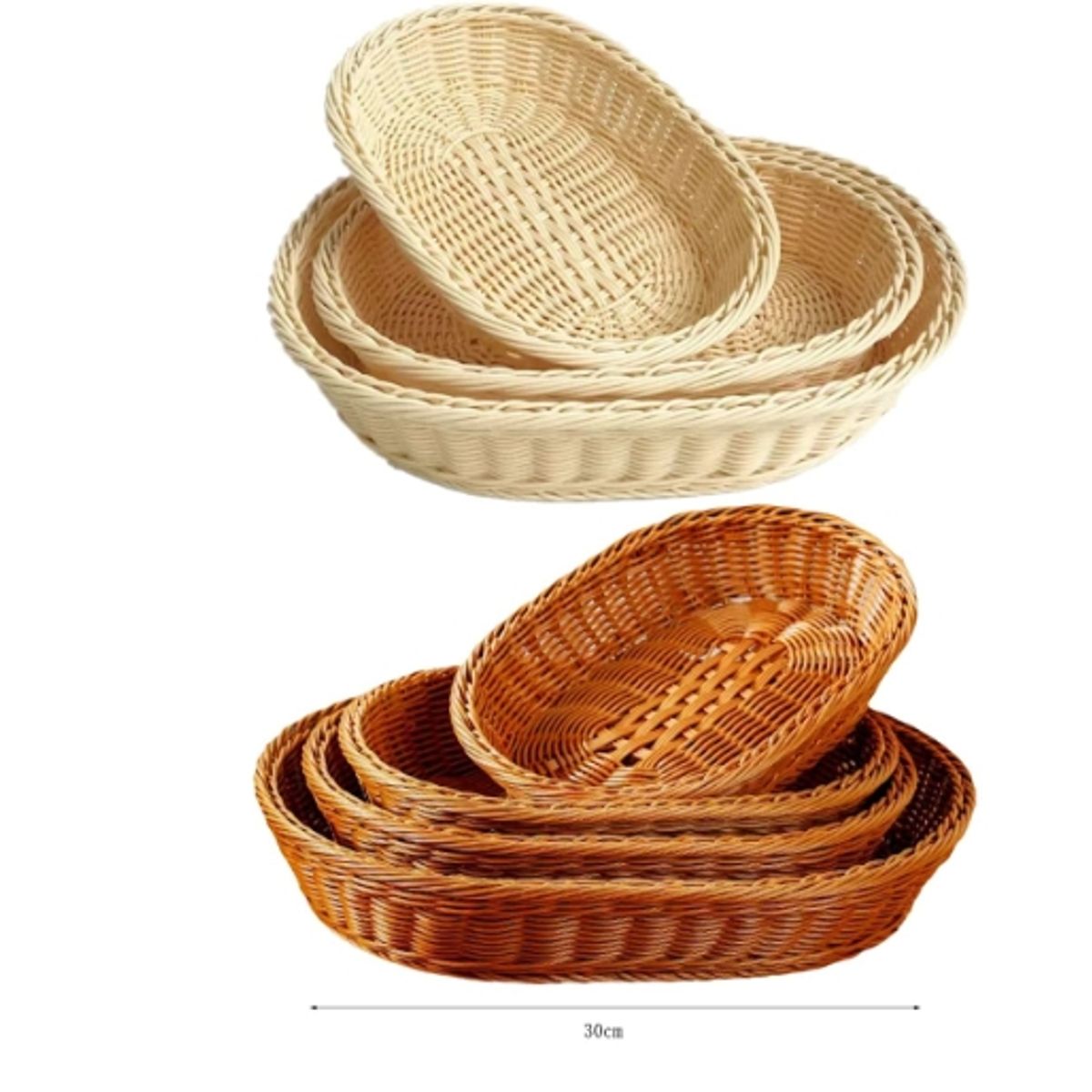 GENERICO - Canasto De Plastico Apariencia Mimbre Ovalado 30X20X6CM
