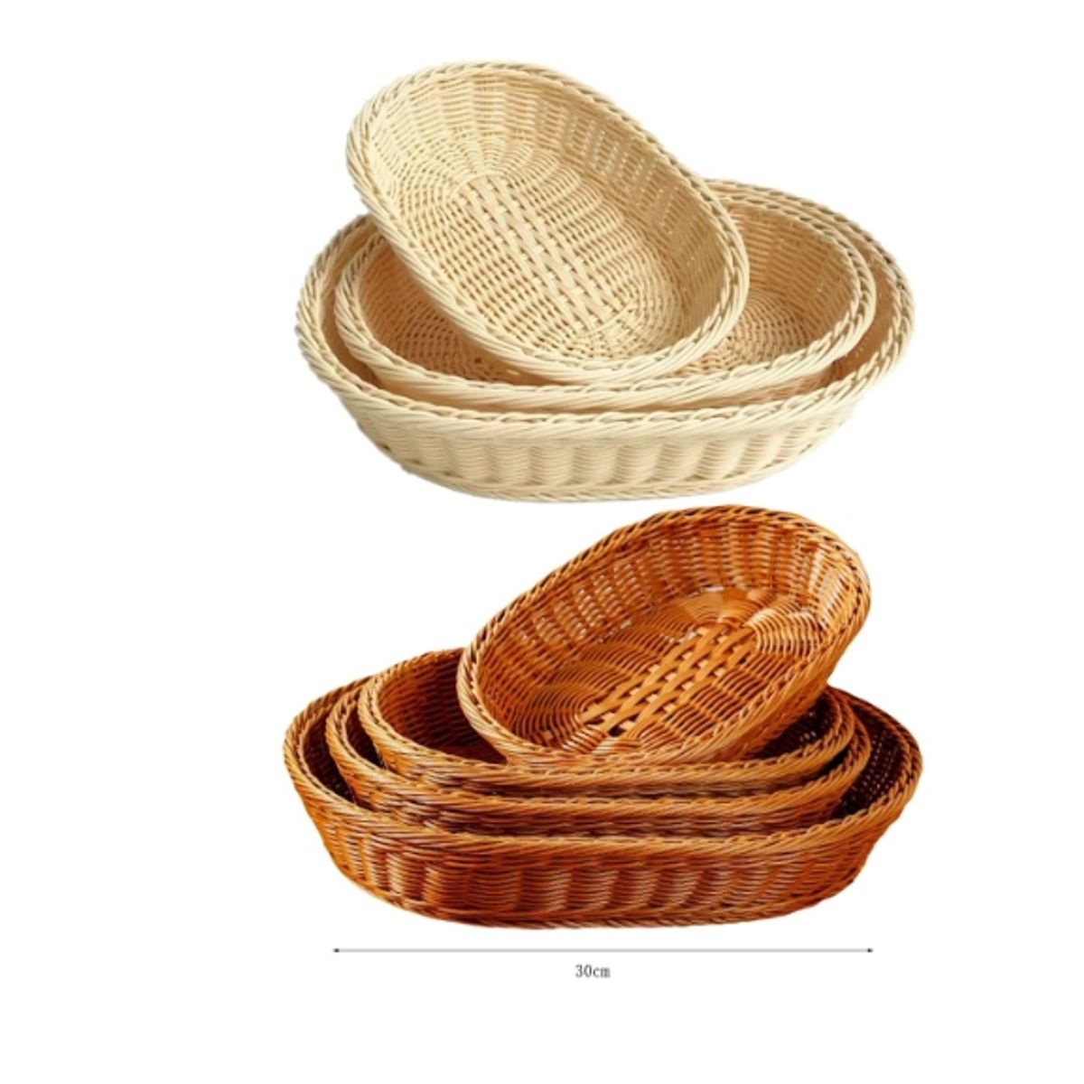 GENERICO - Canasto De Plastico Apariencia Mimbre Ovalado 30X20X6CM