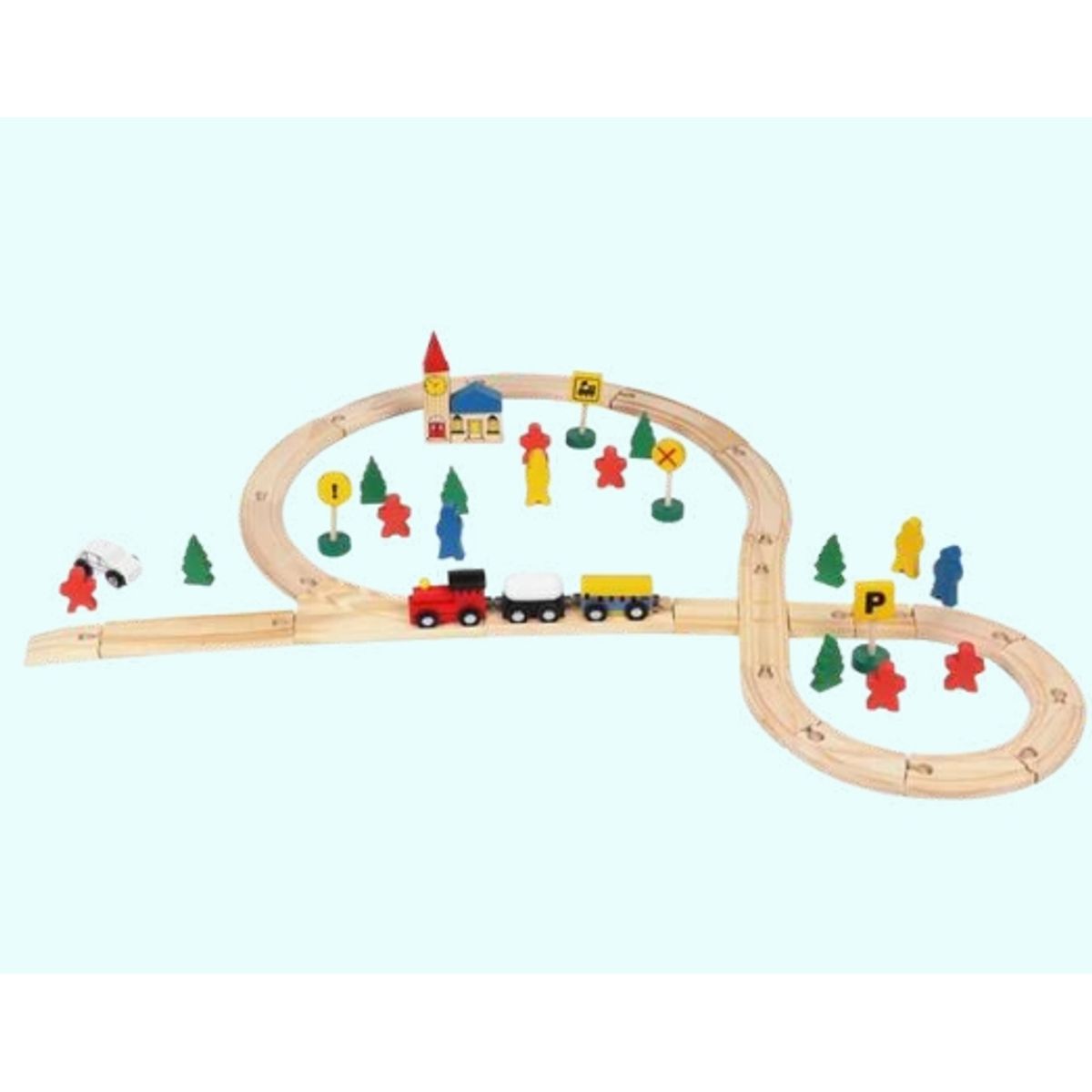 GENERICO - Tren con Riel Madera Armable De Madera