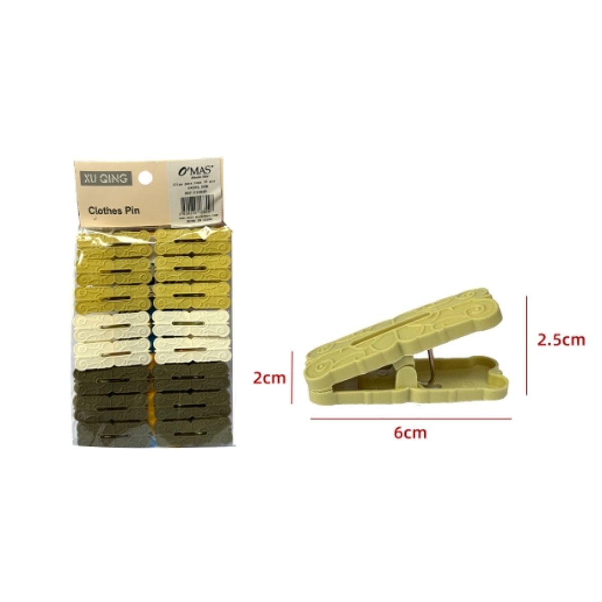 GENERICO - Pinzas Plastica Para Ropa 2X25X6CM 16PCS