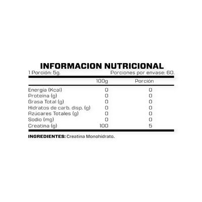 Imagen 2 del producto Creatina Monohidratada 300gr 60 Servicios -