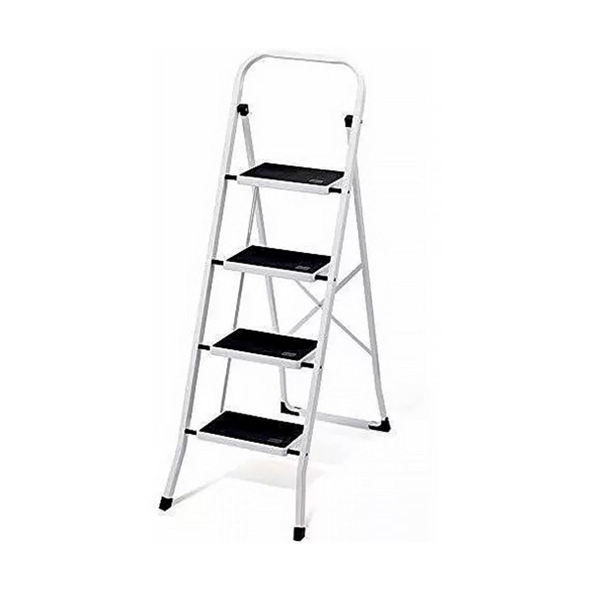 GENERICO - Escalera Acero Tubular 4 Peldaños Heavy Duty 150 KG – Blanca – JZ916-4B
