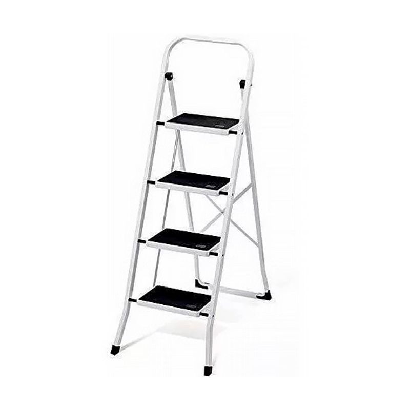 GENERICO - Escalera Acero Tubular 4 Peldaños Heavy Duty 150 KG – Blanca – JZ916-4B