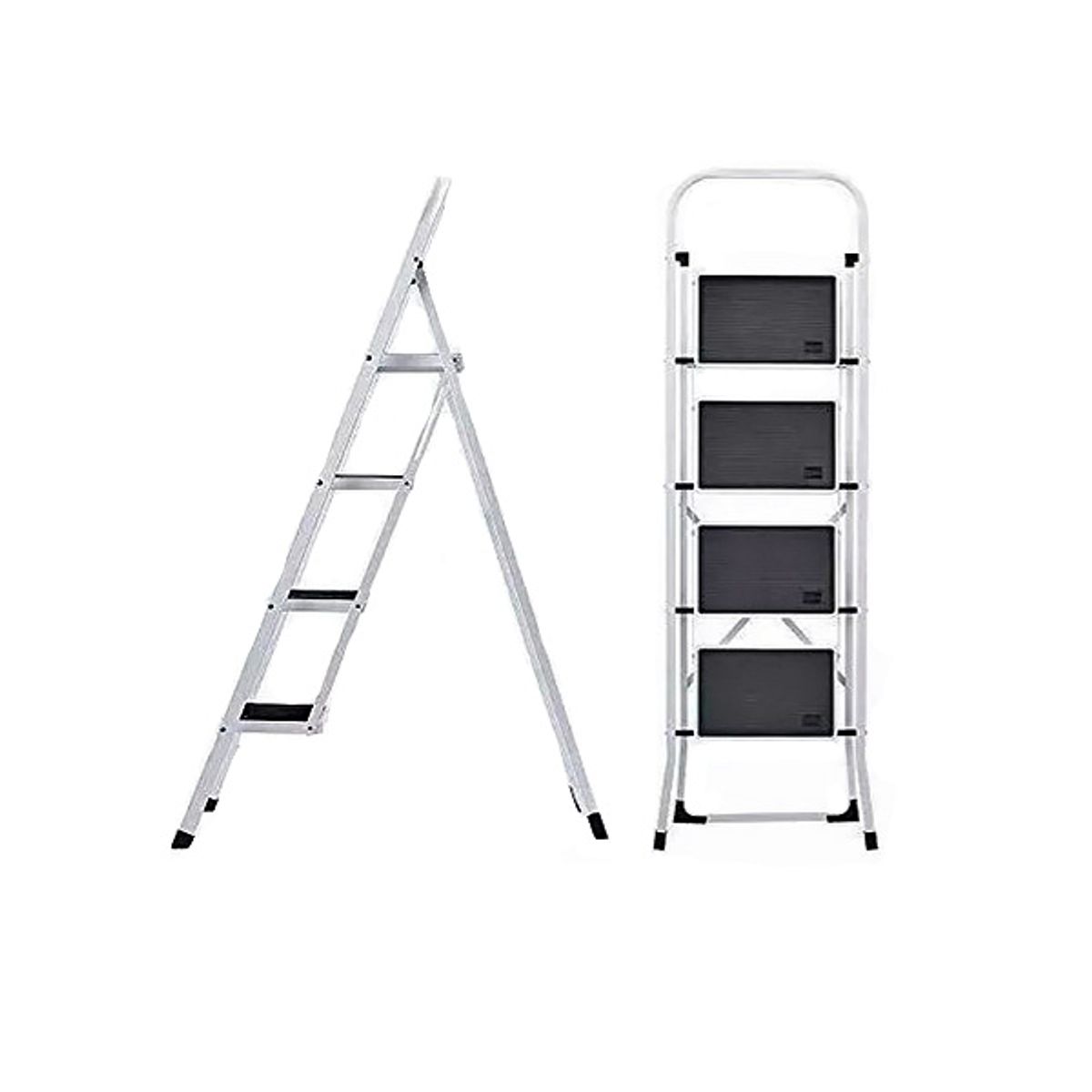 GENERICO - Escalera Acero Tubular 4 Peldaños Heavy Duty 150 KG – Blanca – JZ916-4B